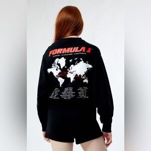 FORMULA 1X PACSUN ECO SPEED CREW NECK SWEATSHIRT BLACK WOMEN'S XS